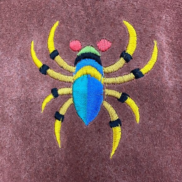 Vintage Bob Mackie Wearable Art Suede Leather Fringe Jacket Embroidered Bugs 1XL - Picture 5 of 8